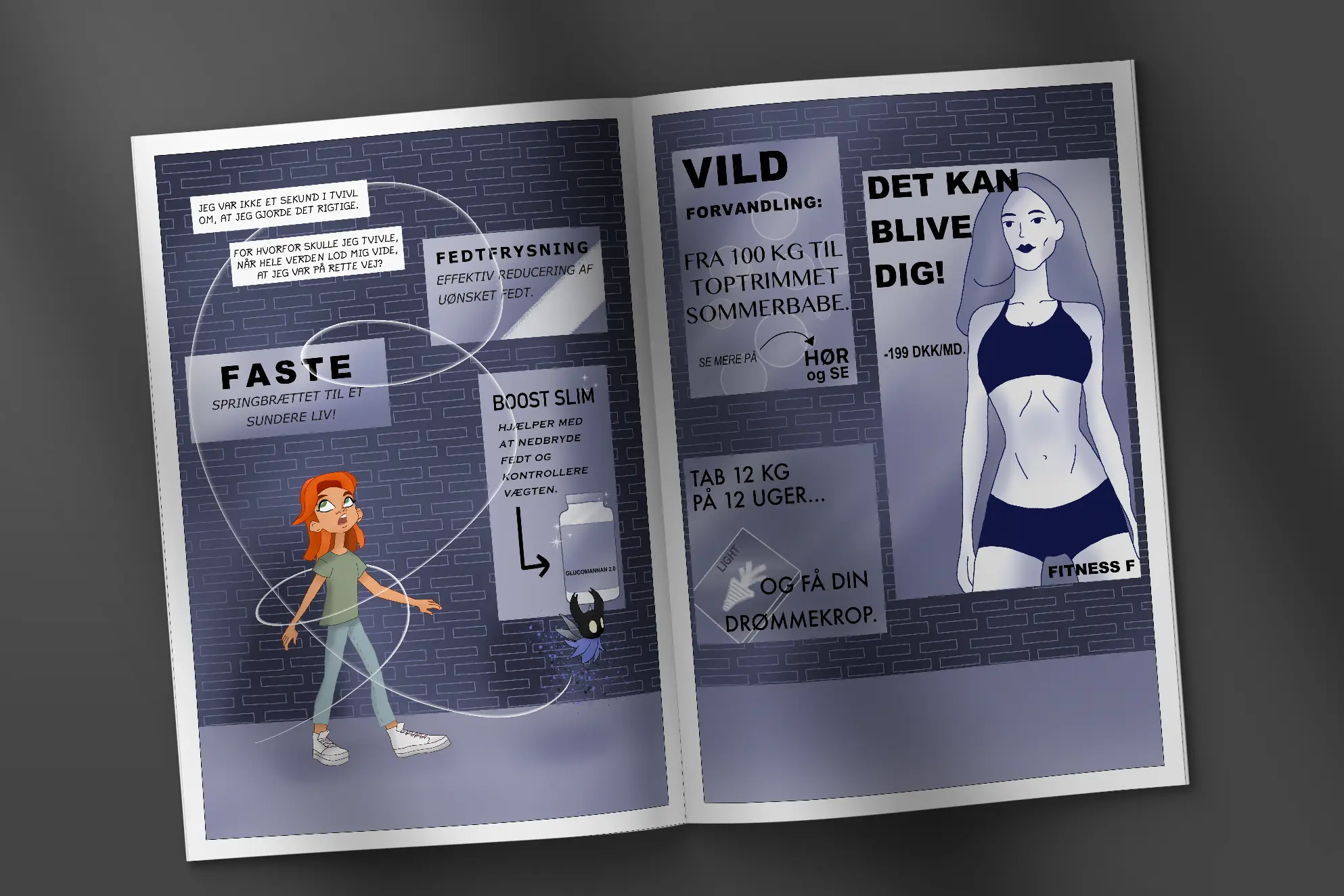 Opslået tegneserie, hvor side 23-24 kan ses.